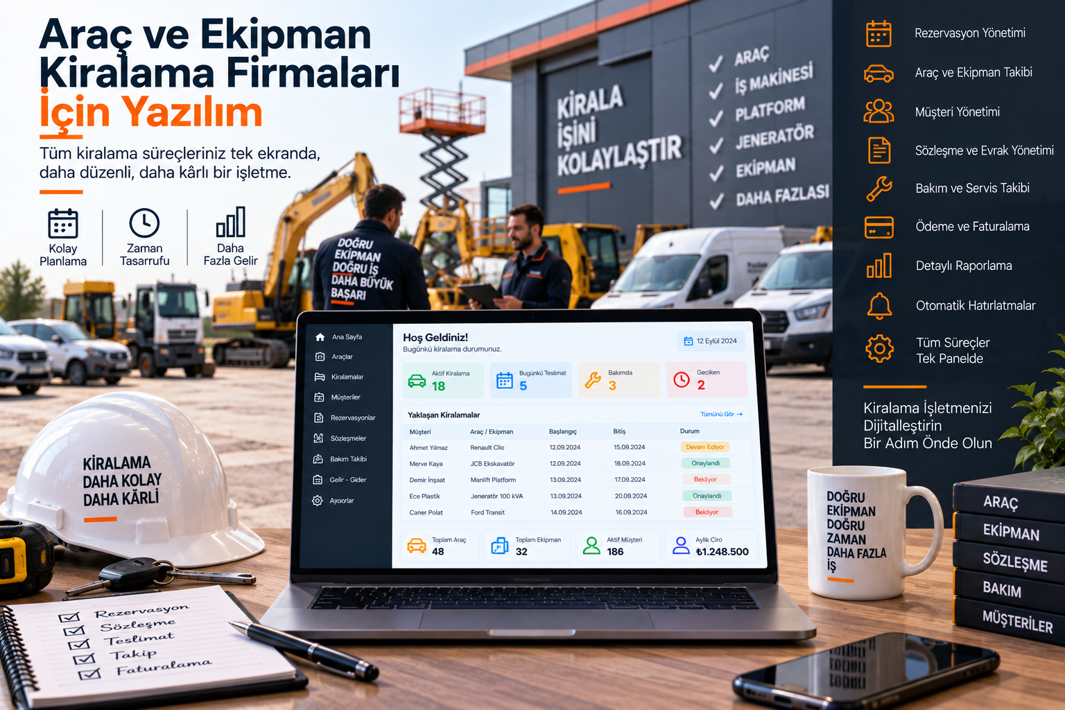 Araç ve Ekipman Kiralama Firmaları İçin Yazılım
